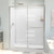 Dreamline D2096034XXC0004 Infinity-Z 34 inch D x 60 inch W x 78 3/4 inch H Semi-Frameless Sliding Shower Door in Brushed Nickel and Clear Glass, Center Drain Shower Base, and Wall Kit in White