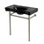 Kingston Brass Imperial 36" Ceramic Console Sink with Stainless Steel Legs (8-Inch, 3-Hole), Black/Brushed Nickel - KVPB36198K88