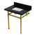 Kingston Brass Templeton 30" Black Granite Console Sink with Brass Legs (8-Inch, 3-Hole), Black Granite/Brushed Brass - KVPK3030KBSQ7