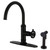 Kingston Brass Webb Single-Handle Kitchen Faucet with Knurled Handle and Brass Side Sprayer, Matte Black - KS2430RKX