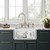 Whitehaus 24" Reversible Single Bowl Fireclay Kitchen Sink with Grid: Three Edge Frame, Plain Front Apron - White - WHRP2418-W