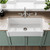 Whitehaus 36" Reversible Single Bowl Fireclay Kitchen Sink with Grid: Three Edge Frame, Plain Front Apron - White - WHRP3618-W