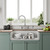 Whitehaus 36" Reversible Single Bowl Fireclay Kitchen Sink with Grid: Three Edge Frame, Plain Front Apron - White - WHRP3618-W