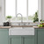 Whitehaus 36" Reversible Double Bowl Fireclay Kitchen Sink with Grid Set: Three Edge Frame, Plain Front Apron - White - WHRPDB3618-W