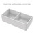 Whitehaus 36" Reversible Double Bowl Fireclay Kitchen Sink with Grid Set: Three Edge Frame, Plain Front Apron - White - WHRPDB3618-W