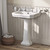 Whitehaus Isabella Collection Traditional Pedestal with Integrated Large Rectangular Bowl, Backsplash, Dual Soap Ledges, Decorative Trim and Overflow - White - B112L-P-3H