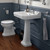 Whitehaus Isabella Traditional Pedestal with Integrated Large Rectangular Bowl, Backsplash, Dual Soap Ledges, Decorative Trim and Overflow - White - B112L-P-3H