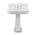 Whitehaus Isabella Traditional Pedestal with Integrated Large Rectangular Bowl, Backsplash, Dual Soap Ledges, Decorative Trim and Overflow - White - B112L-P-3H