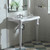 Whitehaus Isabella 40" Rectangular Console Sink with integrated oval bowl, backsplash and ceramic leg support - White - AR874-GB001-3H