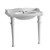 Whitehaus Isabella 40" Rectangular Console Sink with integrated oval bowl, backsplash and ceramic leg support - White - AR874-GB001-3H