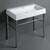 Whitehaus Britannia Large Rectangular Sink Console with Front Towel Bar and Single Faucet Hole Drill - White/Chrome - B-U90-DUCG1-A09-1