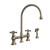 Whitehaus Vintage III Plus Bridge Faucet with Long Gooseneck Swivel Spout, Cross Handles and Solid Brass Side Spray - Brushed Nickel - WHKBTCR3-9101-NT-BN