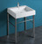 Whitehaus Britannia Rectangular Sink Console with Front Towel Bar and Single Faucet Hole Drill - White/Chrome - B-U60-DUCG1-A06-1