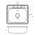 Oakland 25" x 22" x 8" Drop-In Top Mount Premium Stainless Steel Single Bowl Kitchen Sink, 4 holes - KST25228-4