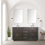 Lexora Abbey 60 inch W Brown Oak Double Sink Vanity Cabinet, White Quartz Top, and 28 in Mirrors - LVA60DK210