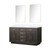 Lexora Abbey 60 inch W Brown Oak Double Sink Vanity Cabinet, Cultured Marble Top, and 28 in Mirrors - LVA60DK310