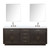 Lexora Abbey 84 inch W Brown Oak Double Sink Vanity Cabinet, White Quartz Top, Faucet Set, and 36 in Mirrors - LVA84DK211