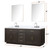 Lexora Abbey 84 inch W Brown Oak Double Sink Vanity Cabinet, Cultured Marble Top, Faucet Set, and 36 in Mirrors - LVA84DK311