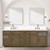 Lexora Abbey 84 inch W Grey Oak Double Sink Vanity Cabinet, White Quartz Top, Faucet Set, and 36 in Mirrors - LVA84DR211