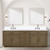 Lexora Abbey 84 inch W Grey Oak Double Sink Vanity Cabinet, White Quartz Top, Faucet Set, and 36 in Mirrors - LVA84DR211