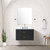 Lexora Castor 30 inch W Black Single Bath Wall Hung Vanity Cabinet Cultured Marble Countertop, 28 in Mirror and Faucet Set - LVC30SL311