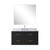 Lexora Castor 36 inch W Black Single Bath Wall Hung Vanity Cabinet Carrara Marble Countertop, 34 in Mirror and Faucet Set - LVC36SL111
