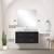 Lexora Castor 36 inch W Black Single Bath Wall Hung Vanity Cabinet Carrara Marble Countertop, 34 in Mirror and Faucet Set - LVC36SL111