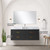 Lexora Castor 48 inch W Black Single Bath Wall Hung Vanity Cabinet Carrara Marble Countertop, 43 in Mirror and Faucet Set - LVC48SL111