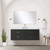Lexora Castor 48 inch W Black Single Bath Wall Hung Vanity Cabinet White Quartz Countertop, 43 in Mirror and Faucet Set - LVC48SL211