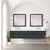 Lexora Castor 84 inch W Black Double Sink Wall Hung Vanity Cabinet, Cultured Marble Top, and Faucet Set - LVC84DL301