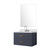 Lexora Castor 30 inch W Blue Single Bath Wall Hung Vanity Cabinet White Quartz Countertop, 28 in Mirror and Faucet Set - LVC30SE211