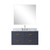 Lexora Castor 36 inch W Blue Single Bath Wall Hung Vanity Cabinet Carrara Marble Countertop, 34 in Mirror and Faucet Set - LVC36SE111