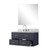 Lexora Castor 36 inch W Blue Single Bath Wall Hung Vanity Cabinet Carrara Marble Countertop, 34 in Mirror and Faucet Set - LVC36SE111