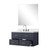 Lexora Castor 36 inch W Blue Single Bath Wall Hung Vanity Cabinet White Quartz Countertop, 34 in Mirror and Faucet Set - LVC36SE211