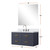 Lexora Castor 36 inch W Blue Single Bath Wall Hung Vanity Cabinet Cultured Marble Countertop, 34 in Mirror and Faucet Set - LVC36SE311