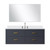 Lexora Castor 48 inch W Blue Single Bath Wall Hung Vanity Cabinet White Quartz Countertop, 43 in Mirror and Faucet Set - LVC48SE211