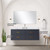 Lexora Castor 48 inch W Blue Single Bath Wall Hung Vanity Cabinet Cultured Marble Countertop, 43 in Mirror and Faucet Set - LVC48SE311