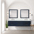Lexora Castor 80 inch W Blue Double Sink Wall Hung Vanity Cabinet, Cultured Marble Top, and Faucet Set - LVC80DE301