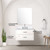 Lexora Castor 30 inch W White Single Bath Wall Hung Vanity Cabinet Cultured Marble Countertop, 28 in Mirror and Faucet Set - LVC30SA311