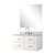 Lexora Castor 36 inch W White Single Bath Wall Hung Vanity Cabinet Carrara Marble Countertop, 34 in Mirror and Faucet Set - LVC36SA111