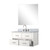 Lexora Castor 36 inch W White Single Bath Wall Hung Vanity Cabinet Carrara Marble Countertop, 34 in Mirror and Faucet Set - LVC36SA111