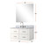 Lexora Castor 36 inch W White Single Bath Wall Hung Vanity Cabinet Carrara Marble Countertop, 34 in Mirror and Faucet Set - LVC36SA111