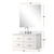 Lexora Castor 36 inch W White Single Bath Wall Hung Vanity Cabinet Cultured Marble Countertop, 34 in Mirror and Faucet Set - LVC36SA311
