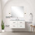 Lexora Castor 36 inch W White Single Bath Wall Hung Vanity Cabinet Cultured Marble Countertop, 34 in Mirror and Faucet Set - LVC36SA311