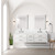 Lexora Castor 72 inch W White Double Sink Wall Hung Vanity Cabinet, White Quartz Top, and Faucet Set - LVC72DA201