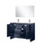 Lexora Lafarre 48 inch W x 20 in D Navy Blue Double Sink Vanity Cabinet, White Quartz Top, Chrome Faucet Set and 43 in Mirror - LVLF48DNB211