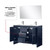 Lexora Lafarre 48 inch W x 20 in D Navy Blue Double Sink Vanity Cabinet, White Quartz Top, Chrome Faucet Set and 43 in Mirror - LVLF48DNB211