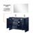 Lexora Lafarre 48 inch W x 20 in D Navy Blue Double Sink Vanity Cabinet, White Quartz Top, Brushed Nickel Faucet Set and 43 in Mirror - LVLF48DNB212