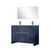 Lexora Lafarre 48 inch W x 20 in D Navy Blue Double Sink Vanity Cabinet, White Quartz Top, Gun Metal Faucet Set and 43 in Mirror - LVLF48DNB213