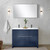 Lexora Lafarre 48 inch W x 20 in D Navy Blue Double Sink Vanity Cabinet, White Quartz Top, Gun Metal Faucet Set and 43 in Mirror - LVLF48DNB213